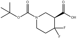 (S)-1-(叔丁氧羰基)-4,4-二氟哌啶-3-羧酸 结构式