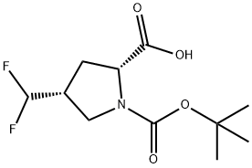 (2R,4R)-1-(叔丁氧羰基)-4-(二氟甲基)吡咯烷-2-羧酸 结构式