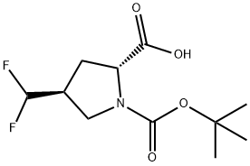 (2R,4S)-1-(叔丁氧羰基)-4-(二氟甲基)吡咯烷-2-羧酸 结构式