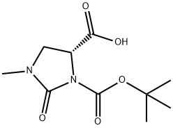 (R)-3-(叔丁氧基羰基)-1-甲基-2-氧代咪唑烷-4-羧酸 结构式