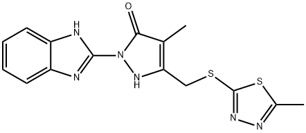 3H-Pyrazol-3-one, 2-(1H-benzimidazol-2-yl)-1,2-dihydro-4-methyl-5-[[(5-methyl-1,3,4-thiadiazol-2-yl)thio]methyl]- 结构式