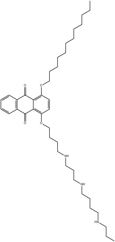 1-(Dodecyloxy)-4-[4-[[3-[[4-(propylamino)butyl]amino]propyl]amino]butoxy]-9,10-anthracenedione 结构式