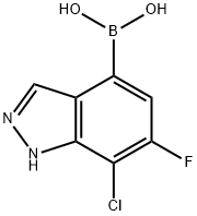 (7-氯-6-氟-1H-吲唑-4-基)硼酸 结构式