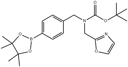 (恶唑-2-基甲基)(4-(4,4,5,5-四甲基-1,3,2-二氧硼杂环戊烷-2-基)苄基)氨基甲酸叔丁酯 结构式