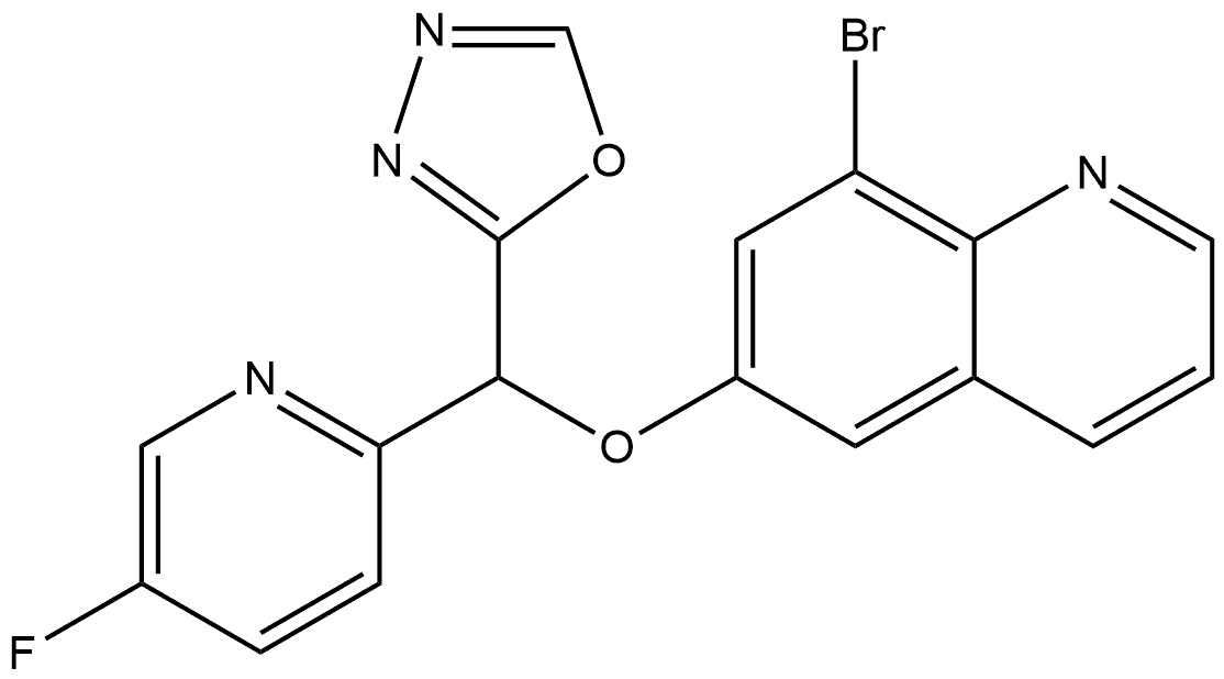 8-bromo-6-[(5-fluoropyridin-2-yl)(1,3,4-oxadiazol-2
-yl)methoxy]quinoline 结构式