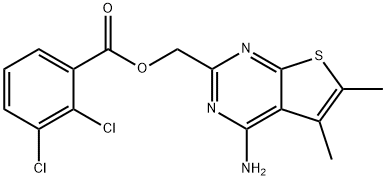 (4-Amino-5,6-dimethylthieno[2,3-d]pyrimidin-2-yl)methyl 2,3-dichlorobenzoate 结构式