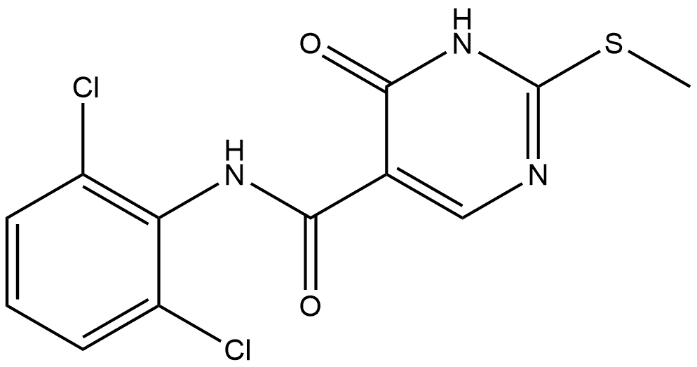 N-(2,6-dichlorophenyl)-4-hydroxy-2-(methylthio)pyrimidine-5-carboxamide 结构式