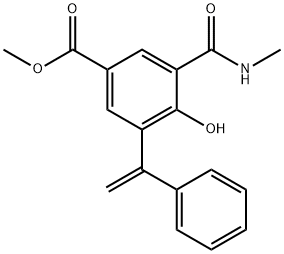 4-羟基-3-(甲氨酰)-5-(1-苯基乙烯基)苯甲酸甲酯 结构式