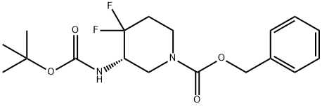 tert-butyl (S)-1-((benzyloxy)carbonyl)-4,4-difluoropiperidin-3-ylcarbamate 结构式