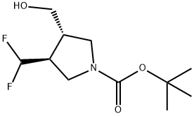 (3S,4S)-3-(二氟甲基)-4-(羟甲基)吡咯烷-1-甲酸叔丁酯 结构式