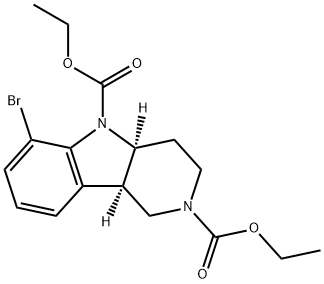 1H-Pyrido[4,3-b]indole-2,5-dicarboxylic acid, 6-bromo-3,4,4a,9b-tetrahydro-, 2,5-diethyl ester, (4aS,9bR)- 结构式