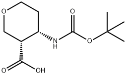 (3S,4S)-4-(TERT-BUTOXYCARBONYLAMINO)TETRAHYDROPYRAN-3-CARBOXYLIC ACID 结构式