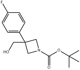 1-BOC-3-(4-氟苯基)-3-(羟甲基)氮杂环丁烷 结构式