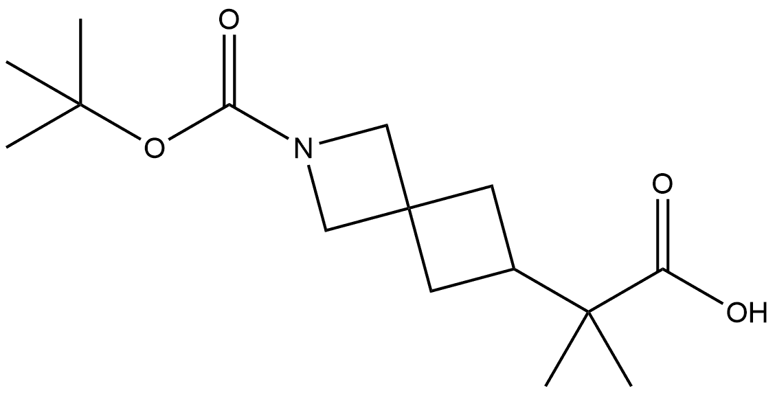 2-(2-(叔丁氧羰基)-2-氮杂螺[3.3]庚-6-基)-2-甲基丙酸 结构式
