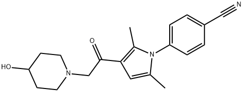 Benzonitrile, 4-[3-[2-(4-hydroxy-1-piperidinyl)acetyl]-2,5-dimethyl-1H-pyrrol-1-yl]- 结构式