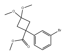 1-(3-溴苯基)-3,3-二甲氧基环丁烷-1-羧酸甲酯 结构式