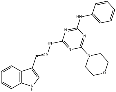 1H-Indole-3-carboxaldehyde, 2-[4-(4-morpholinyl)-6-(phenylamino)-1,3,5-triazin-2-yl]hydrazone 结构式