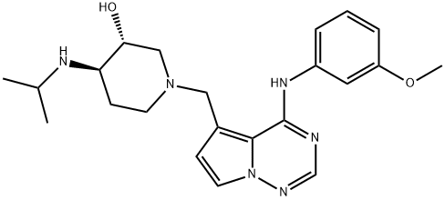 (3R,4R)-4-Isopropylamino-1-4-(3-methoxy-phenylamino)-pyrrolo2,1-f1,2,4triazin-5-ylmethyl-piperidin-3-ol 结构式
