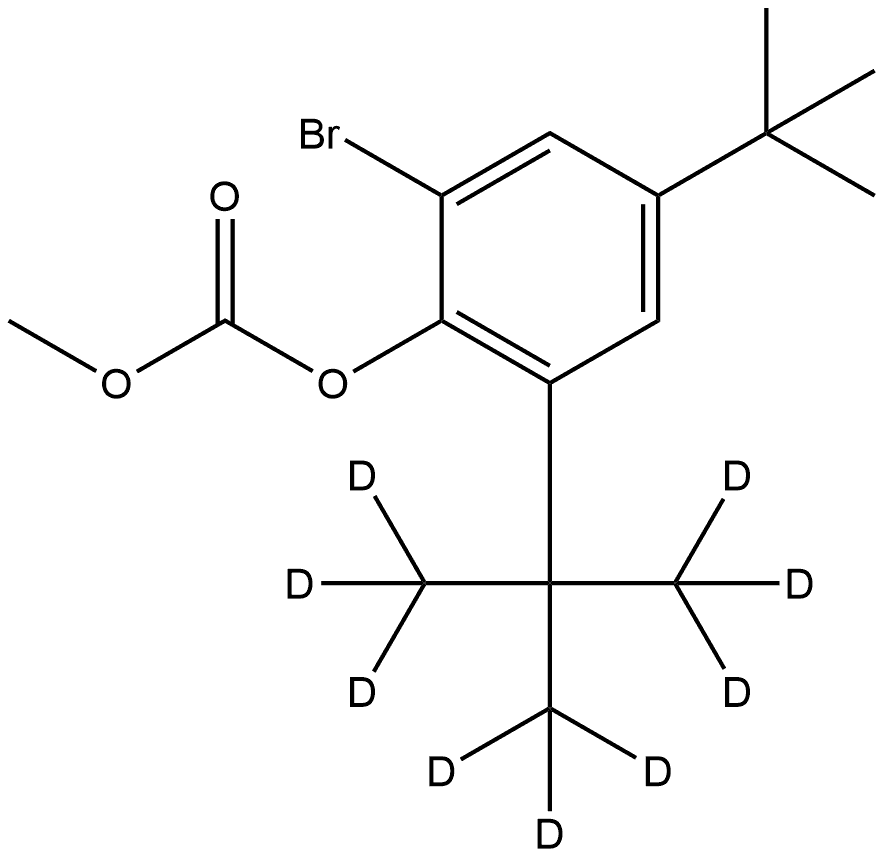 2-bromo-4-(tert-butyl)-6-(2-(methyl-d3)propan-2-yl-1,1,1,3,3,3-d6)phenyl methyl carbonate 结构式