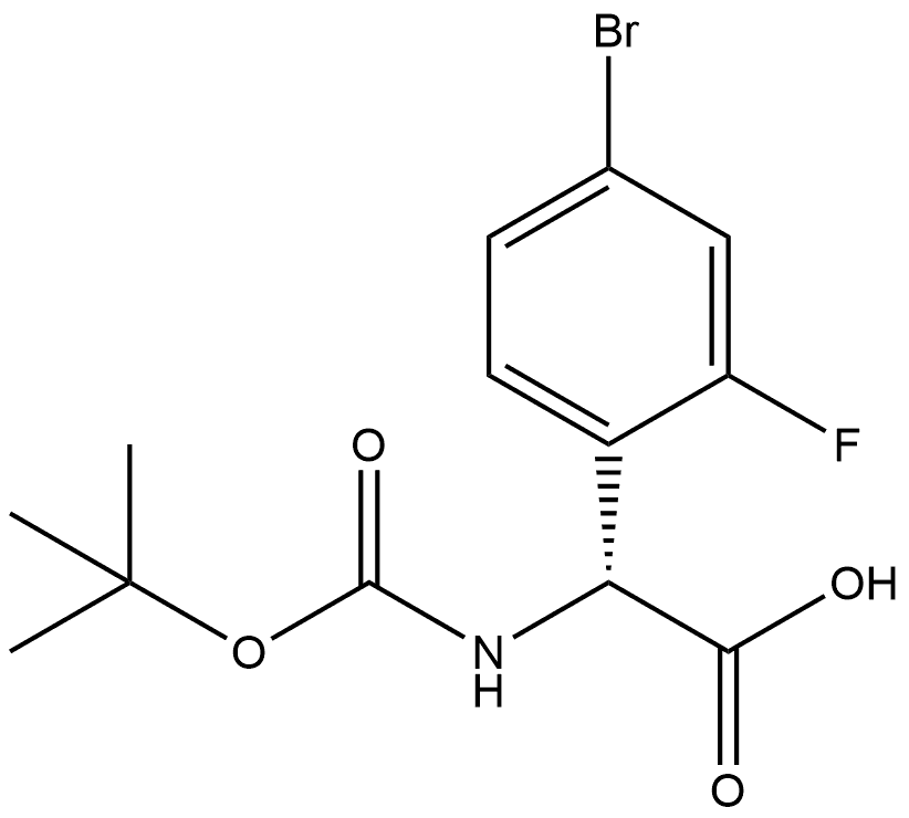 (R)-2-(4-bromo-2-fluorophenyl)-2-((tert-butoxycarbonyl)amino)acetic acid 结构式