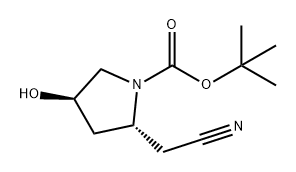 (2R,4R)-2-(氰甲基)-4-羟基吡咯烷-1-羧酸叔丁酯 结构式