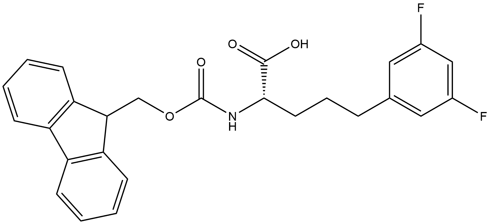 Benzenepentanoic acid, α-[[(9H-fluoren-9-ylmethoxy)carbonyl]amino]-3,5-difluoro-, (αS)- 结构式