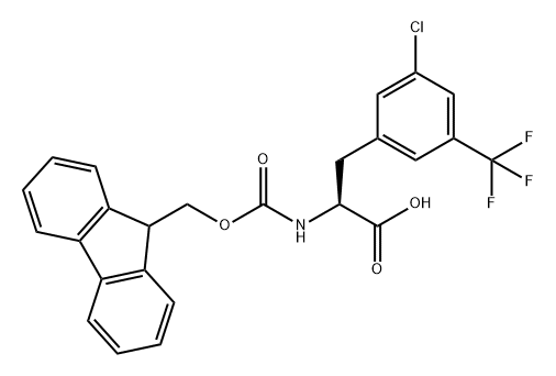 L-Phenylalanine, 3-chloro-N-[(9H-fluoren-9-ylmethoxy)carbonyl]-5-(trifluoromethyl)- 结构式