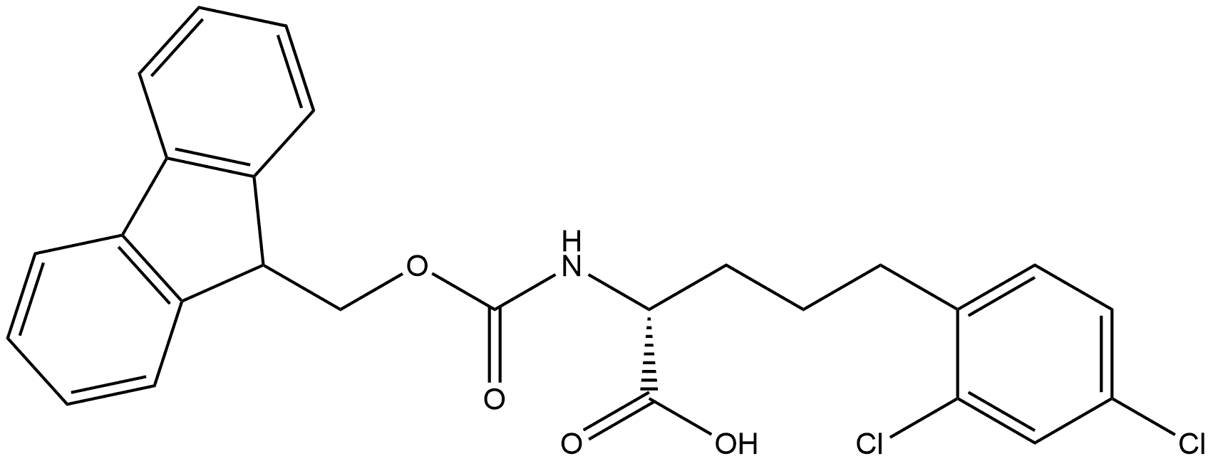 (R)-FMOC-2-氨基-5-(2,4-二氯苯基)戊酸 结构式