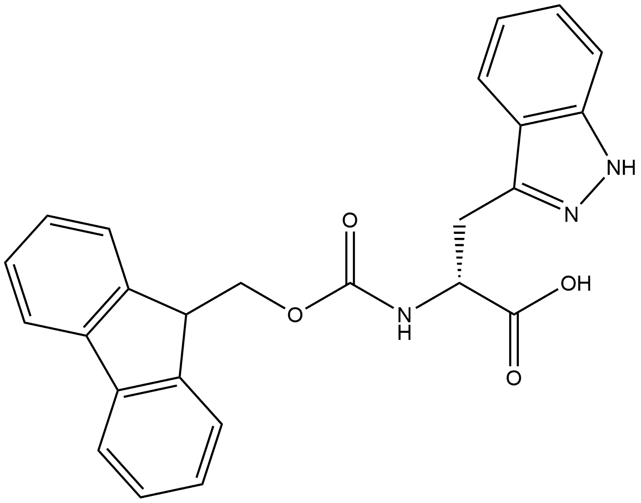 1H-Indazole-3-propanoic acid, α-[[(9H-fluoren-9-ylmethoxy)carbonyl]amino]-, (αR)- 结构式