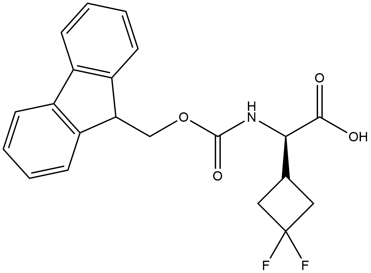 (2R)-2-(3,3-difluorocyclobutyl)-2-({[(9H-fluoren-9-yl)methoxy]carbonyl}amino)acetic acid 结构式