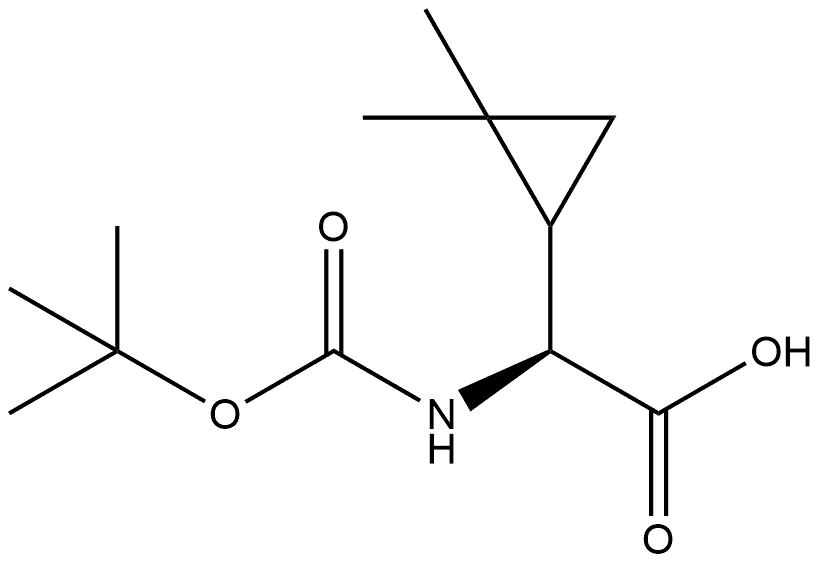 (2S)-2-((叔丁氧羰基)氨基)-2-二甲基环丙基)乙酸 结构式