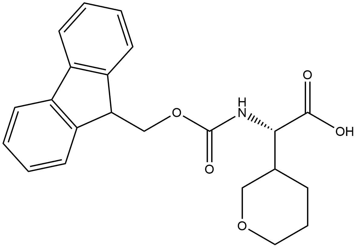 (2S)-2-((((9H-fluoren-9-yl)methoxy)carbonyl)amino)-2-(tetrahydro-2H-pyran-3-yl)acetic acid 结构式