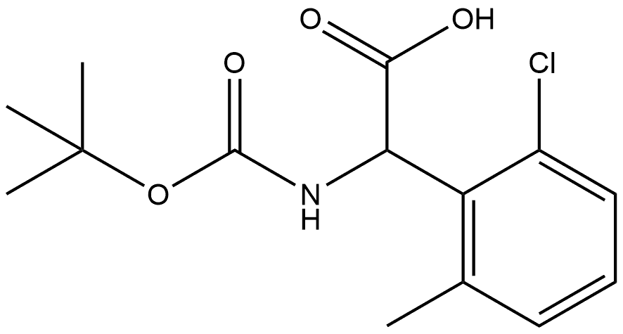 2-((tert-butoxycarbonyl)amino)-2-(2-chloro-6-methylphenyl)acetic acid 结构式
