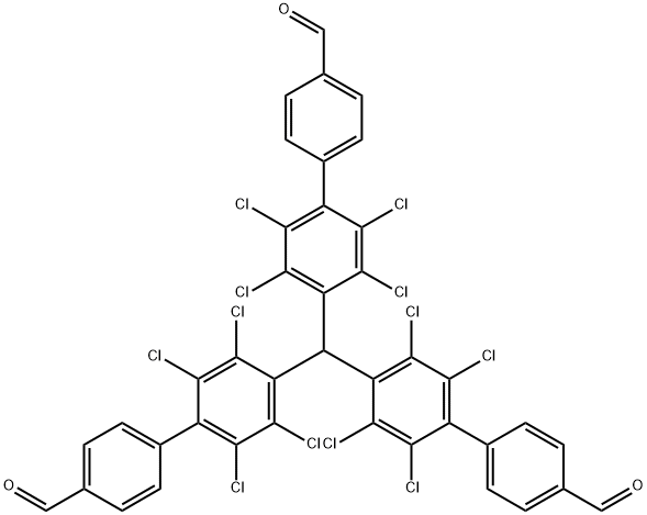 [1,1'-Biphenyl]-4-carboxaldehyde, 4'-[bis(2,3,5,6-tetrachloro-4'-formyl[1,1'-biphenyl]-4-yl)methyl]-2',3',5',6'-tetrachloro- 结构式