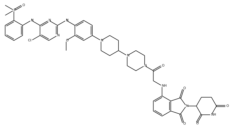 1H-Isoindole-1,3(2H)-dione, 4-[[2-[4-[1-[4-[[5-chloro-4-[[2-(dimethylphosphinyl)phenyl]amino]-2-pyrimidinyl]amino]-3-methoxyphenyl]-4-piperidinyl]-1-piperazinyl]-2-oxoethyl]amino]-2-(2,6-dioxo-3-piperidinyl)- 结构式
