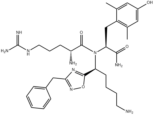L-Tyrosinamide, D-arginyl-N-[(1S)-5-amino-1-[3-(phenylmethyl)-1,2,4-oxadiazol-5-yl]pentyl]-2,6-dimethyl- 结构式