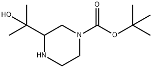 1-Piperazinecarboxylic acid, 3-(1-hydroxy-1-methylethyl)-, 1,1-dimethylethyl ester 结构式