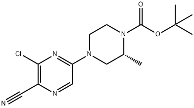 1-Piperazinecarboxylic acid, 4-(6-chloro-5-cyano-2-pyrazinyl)-2-methyl-, 1,1-dimethylethyl ester, (2R)- 结构式