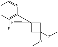 1-(3-氟吡啶-2-基)-3,3-二甲氧基环丁烷-1-碳腈 结构式