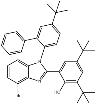 2-[4-溴-1-[5-(1,1-二甲基乙基)[1,1'-联苯]-2-基]-1H-苯并咪唑-2-基]-4,6-双(1, 1-二甲基乙基)-苯酚 结构式