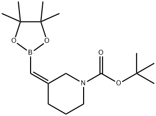 (Z)-3-((4,4,5,5-四甲基-1,3,2-二氧杂硼-2-基)亚甲基)哌啶-1-甲酸叔丁酯 结构式