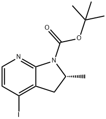 (2R)-4-Iodo-2-methyl-2,3-dihydro-1H-pyrrolo[2,3-b]pyridine, N-BOC protected 结构式