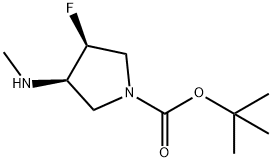 叔丁基L (3S,4R)-3-氟-4-(甲胺基)吡咯烷-1-羧酸盐 结构式