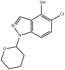 1H-Indazol-4-ol, 5-chloro-1-(tetrahydro-2H-pyran-2-yl)- 结构式