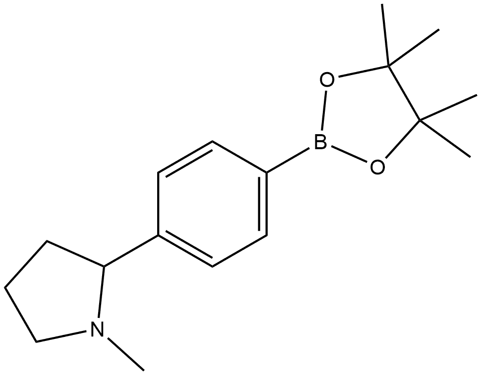 1-甲基-2-(4-(4,4,5,5-四甲基-1,3,2-二氧杂硼烷-2-基)苯基)吡咯烷 结构式