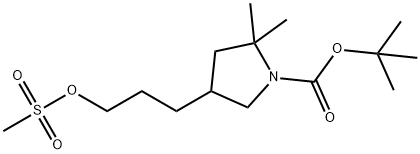 1-Pyrrolidinecarboxylic acid, 2,2-dimethyl-4-[3-[(methylsulfonyl)oxy]propyl]-, 1,1-dimethylethyl ester 结构式