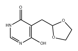 4,6-二羟基-5-(1,3-二氧戊环-2-亚甲基)嘧啶 结构式