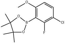 2-(3-CHLORO-2-FLUORO-6-METHOXYPHENYL)-4,4,5,5-TETRAMETHYL-1,3,2-DIOXABOROLANE 结构式