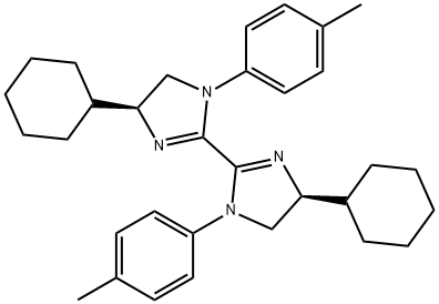(4S,4'S)-4,4'-二环己基-1,1'-二对甲苯基-4,4',5,5'-四氢-1H,1'H-2,2'-联咪唑 结构式