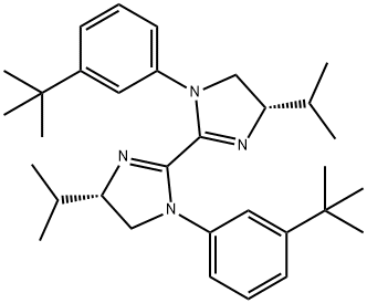 (4S,4'S)-1,1'-双(3-(叔丁基)苯基)-4,4'-二异丙基-4,4',5,5'-四氢-1H,1'H-2,2'-联咪唑 结构式